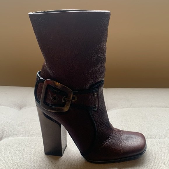 Vicini by Giuseppe Zanotti Leather Luxury Buckle Glass Heel Square Toe Sz 6 #103 - Picture 3 of 15